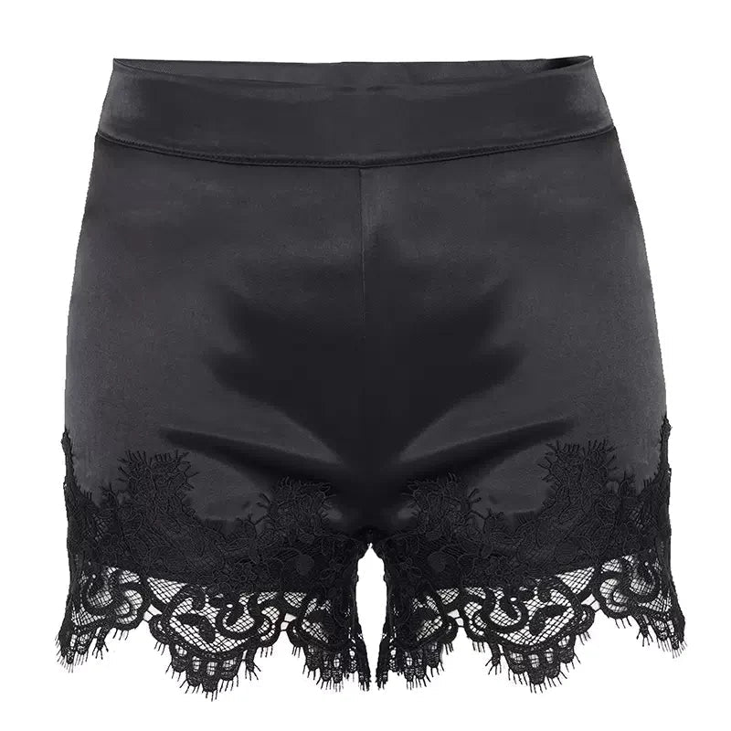 Anvitha Lace Hem Satin Shorts