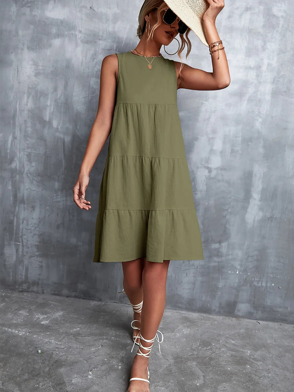 Shift Mini Dress Sleeveless Casual Flowy Chic Boho