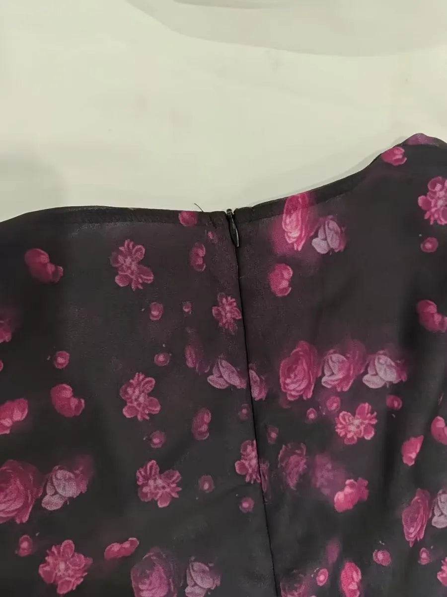 Chiffon Deep V-neck Floral Ruffle Mini&Short Dresses