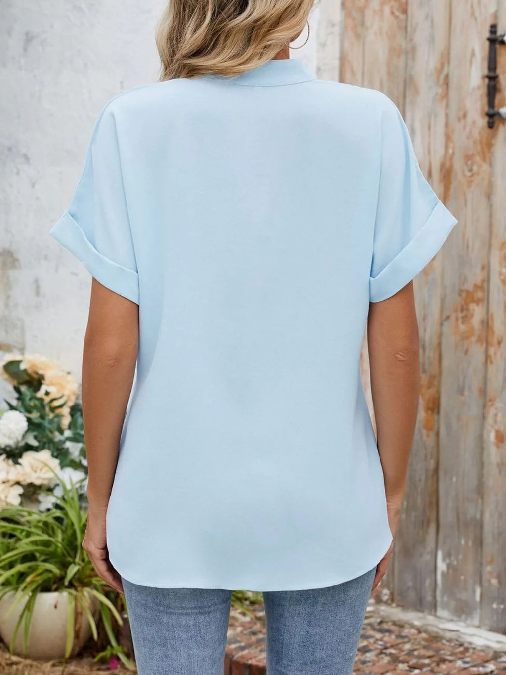 Blouse Top Button-Front Casual Workwear Everyday Cozy
