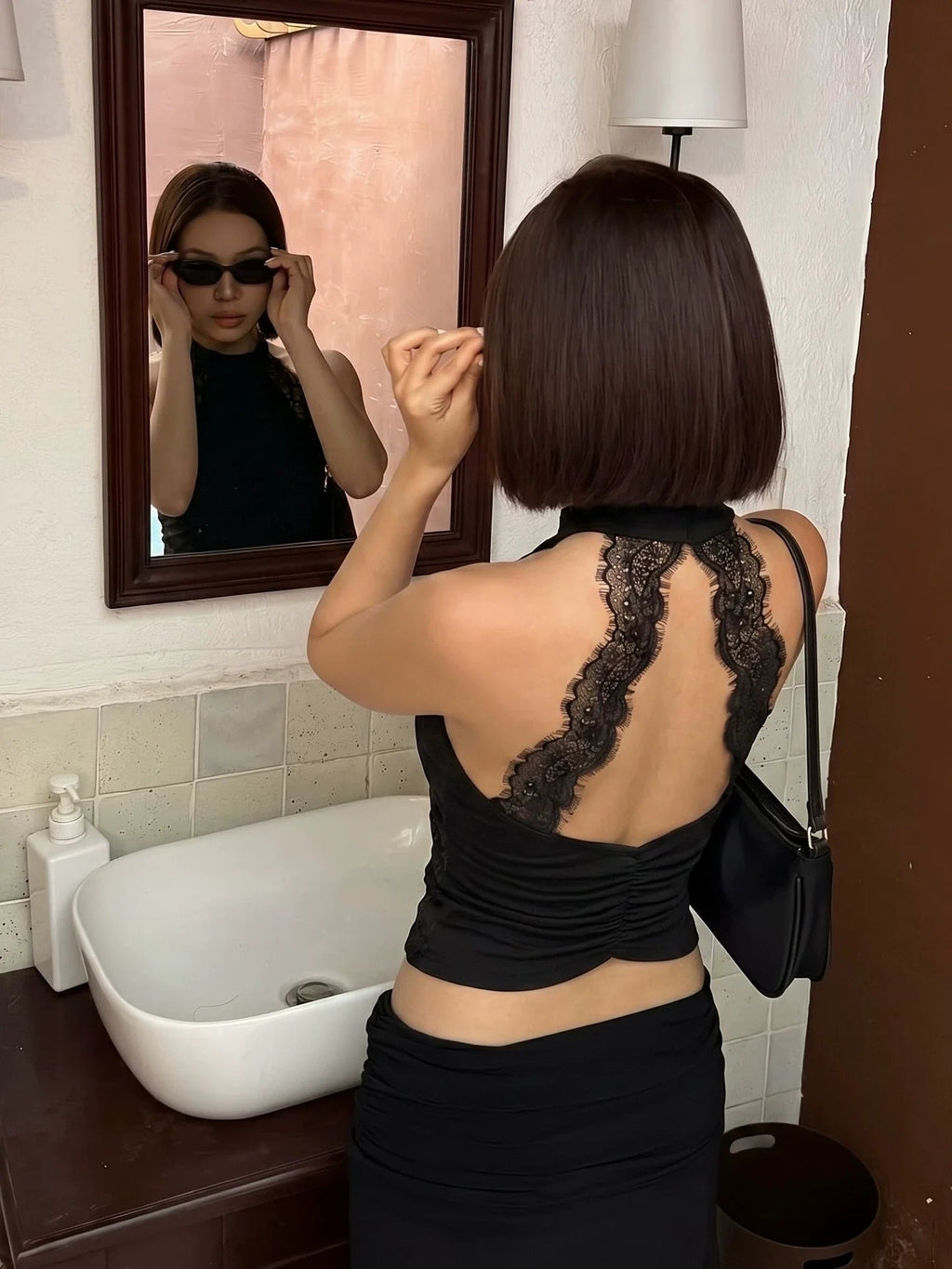 Emeli Lace Backless Halter Top