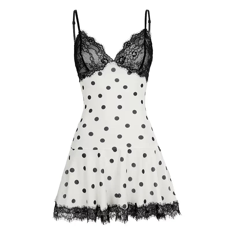 Melanie Polka Dot Lace Mini Dress