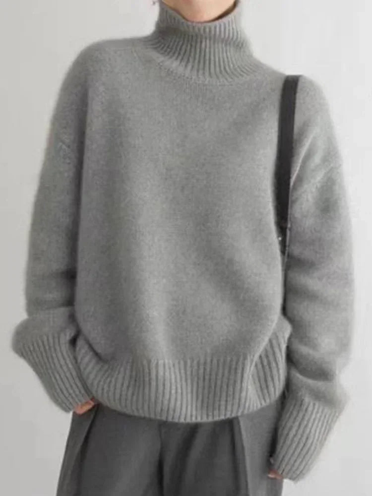 Warm Knitted Women's Turtleneck with Oversized Fit