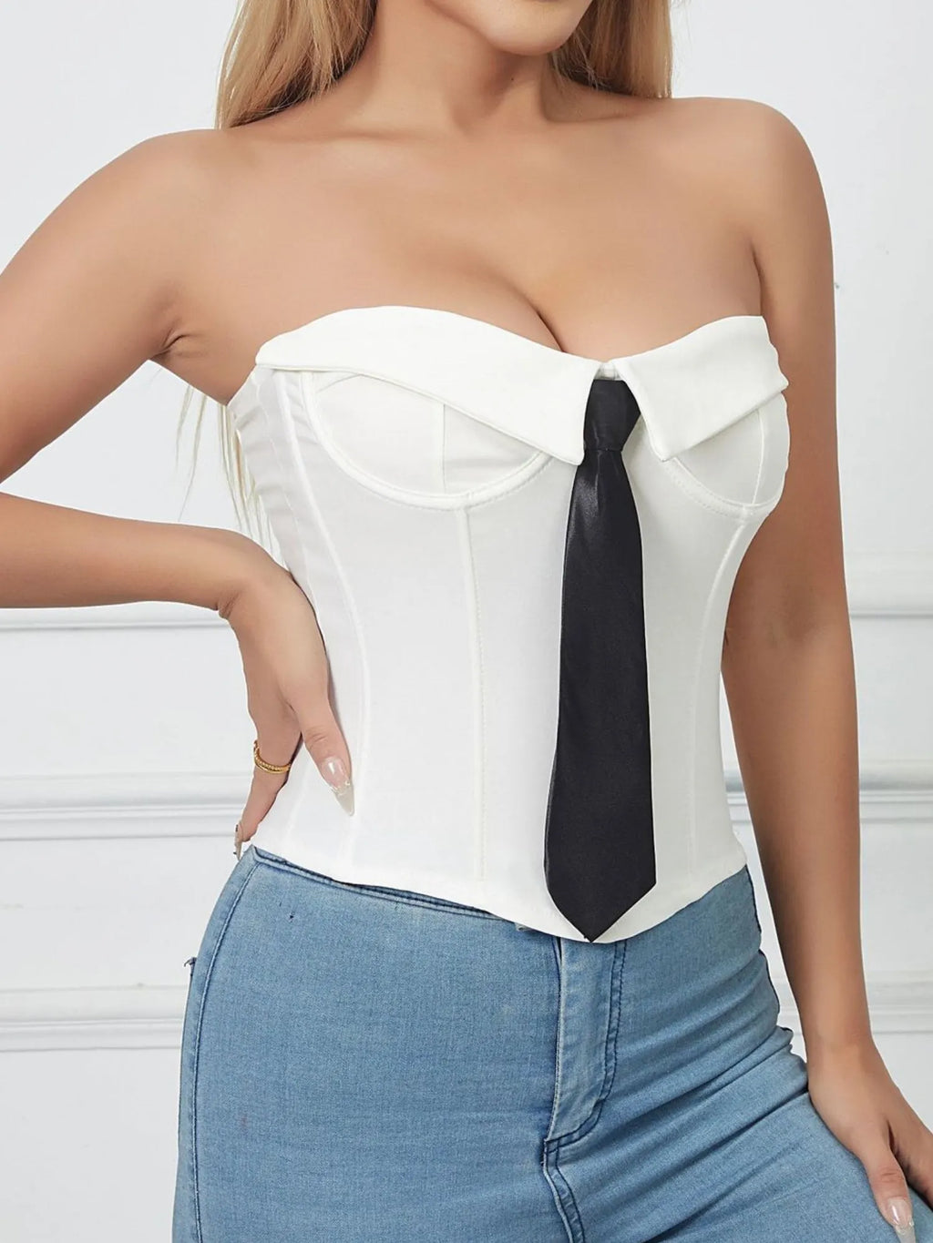Tie Cuff Fishbone Chest Wrap Slim Waist And Sexy Tank Tops&Camis