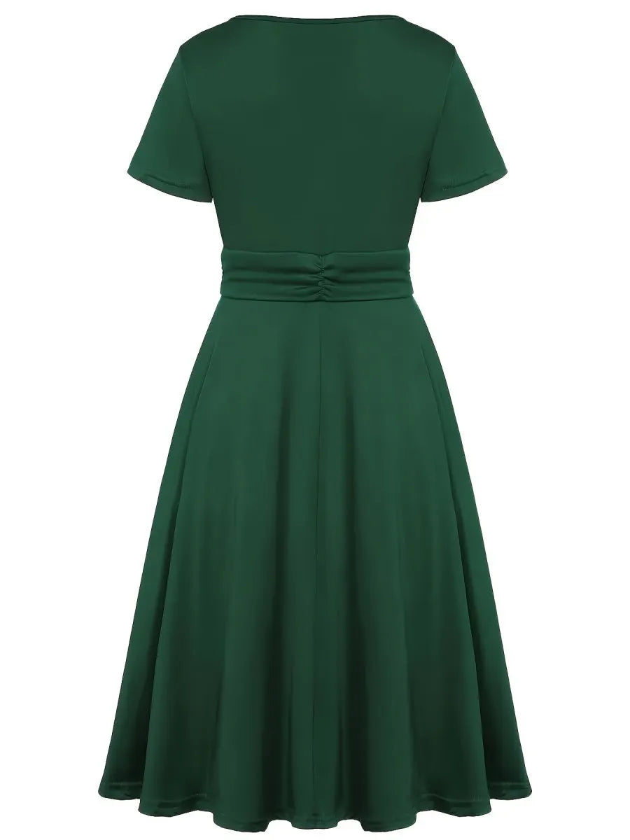 Grace Asymmetrical Knitting Large Skirt V-neck Midi Dresses