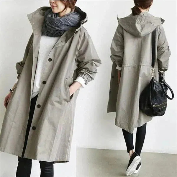 Nicky - Long trench coat with hood