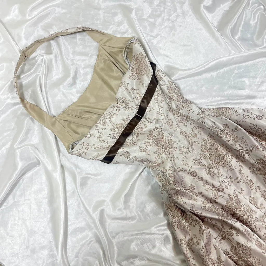 Floral Short Satin Formal Prom Dress Fairy Homecoming Dress