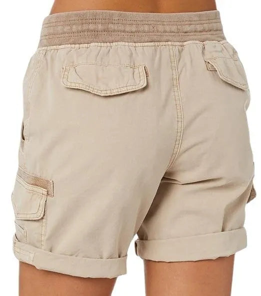 Casual Cargo Shorts with Elastic Waist for Women