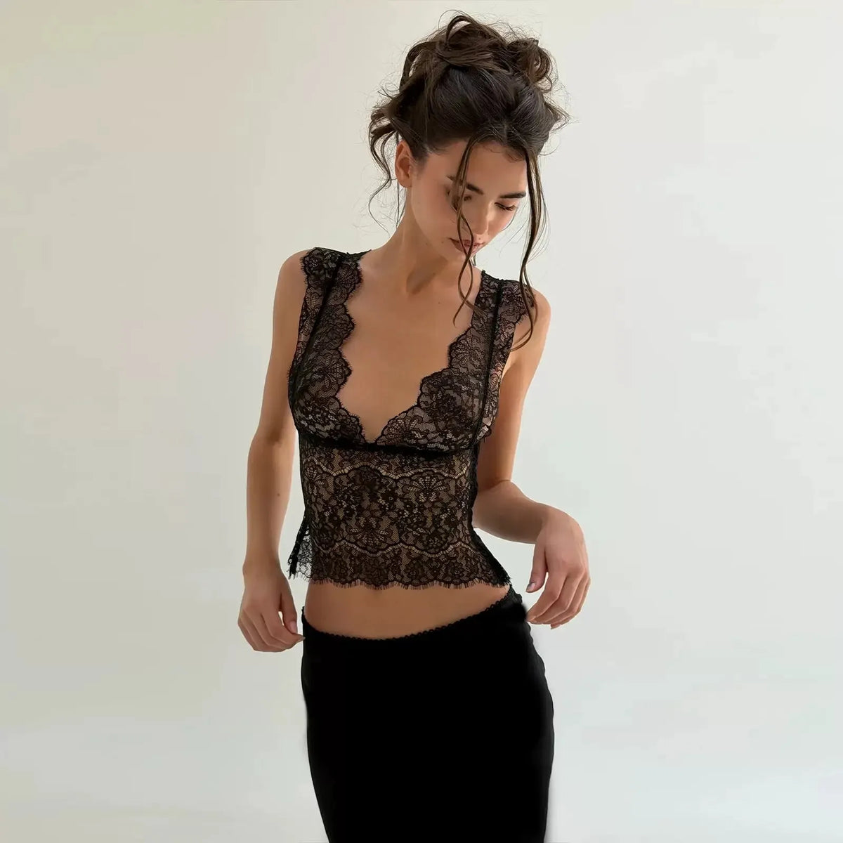 Erabella Deep V-Neck Lace Camisole