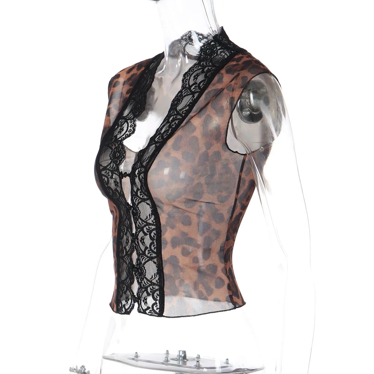 Lilyanna Leopard Lace Mesh Top