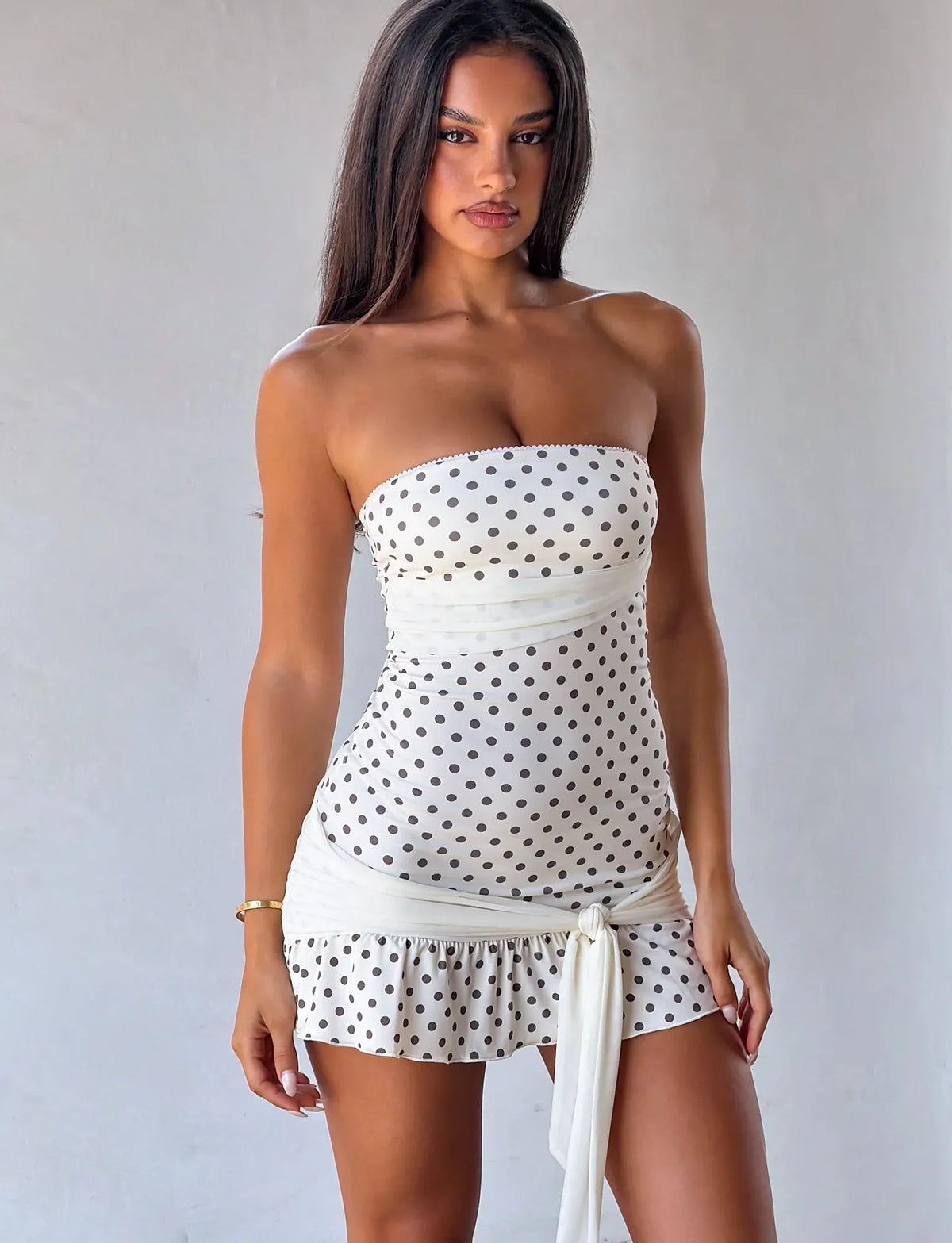 Mirabella Polka Dot Mini Dress - White Polka Dot