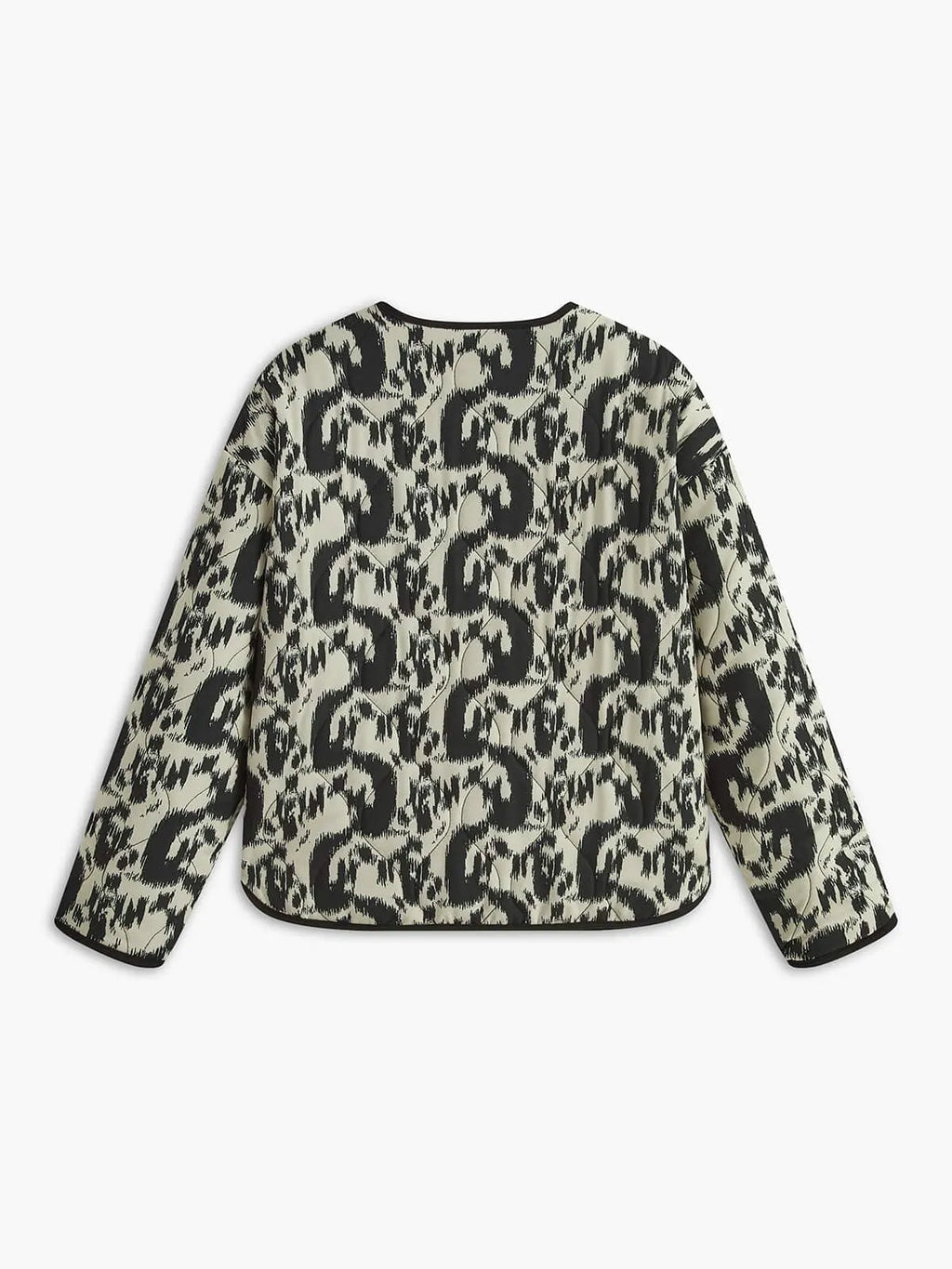 Quilted Jacket with Abstract Print and Snap-Button Closure