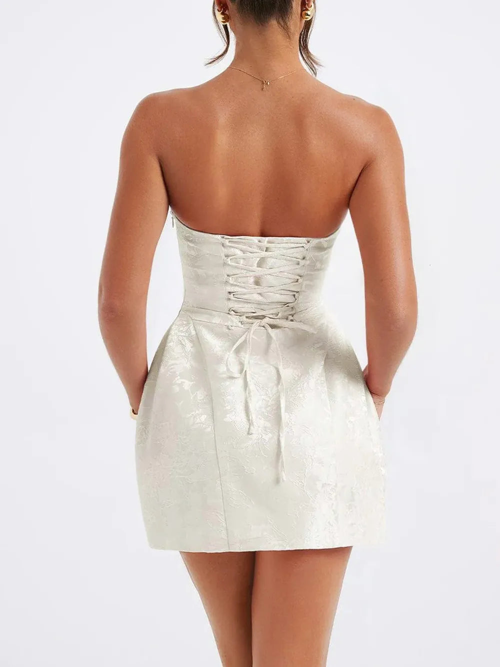 Mini Dress Lace-Up Bow Opaque Satin Basic Versatile