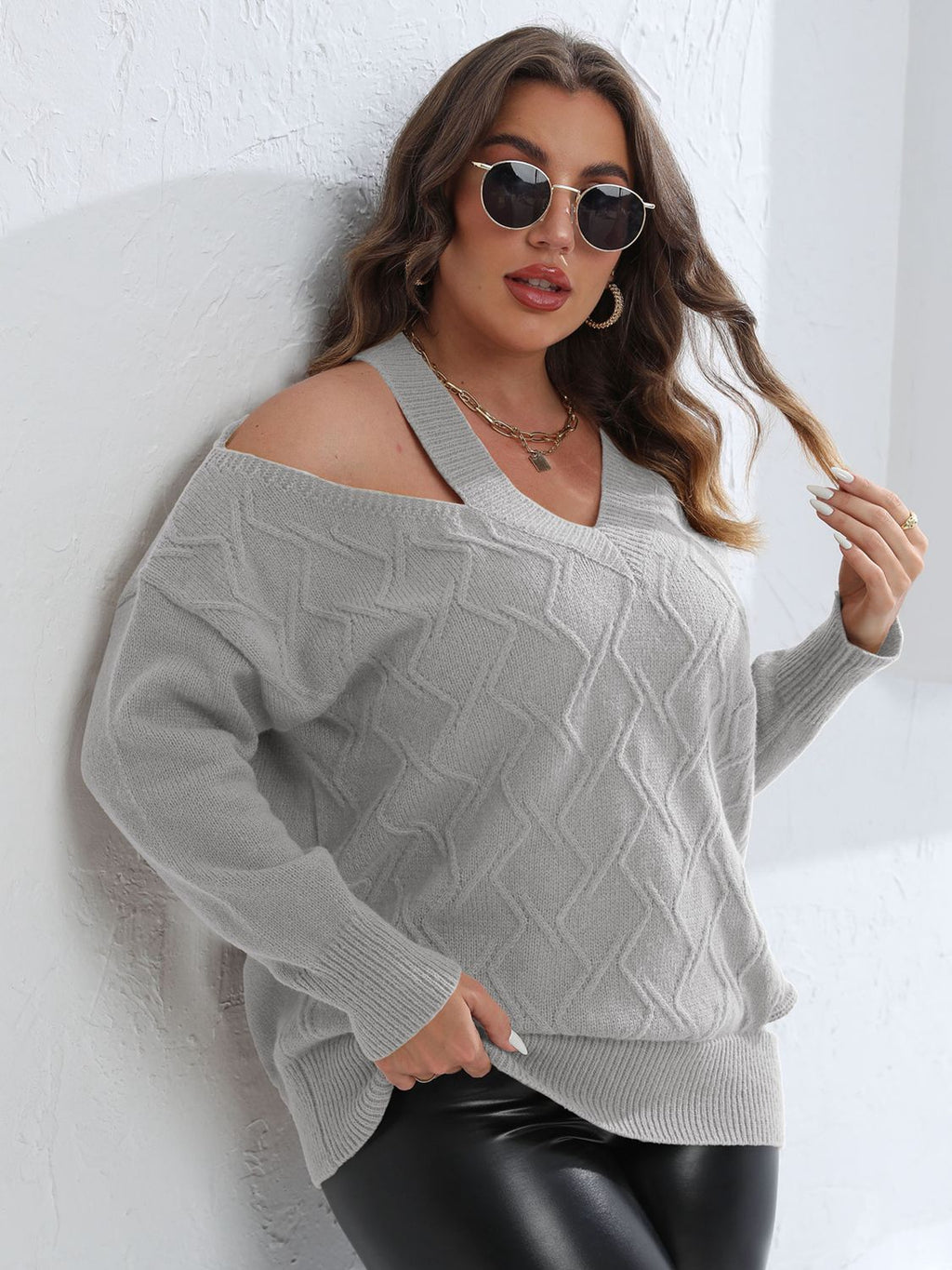 Cutout Sweater Chic Slightly Stretchy Trendy Casual