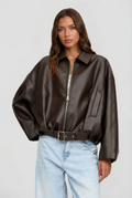 Brooke Oversized Belt Leather Jacket