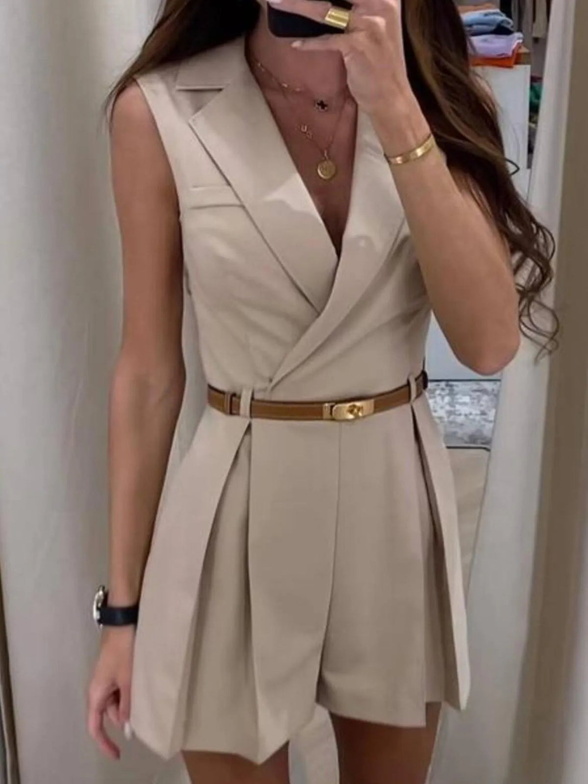 One-Piece Romper Summer Sleeveless Surplice Neck