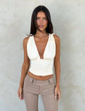 Ayrabella Ruched Plunge Top - Cream