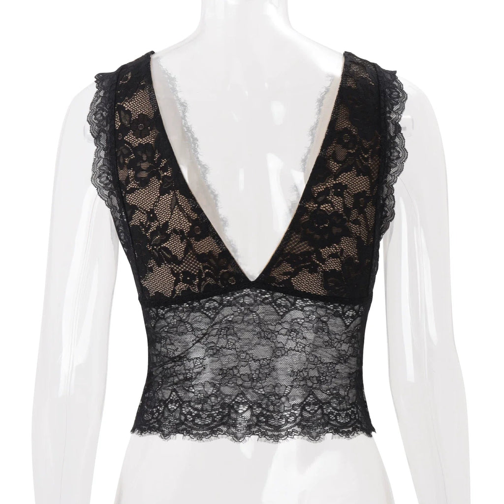 Erabella Deep V-Neck Lace Camisole