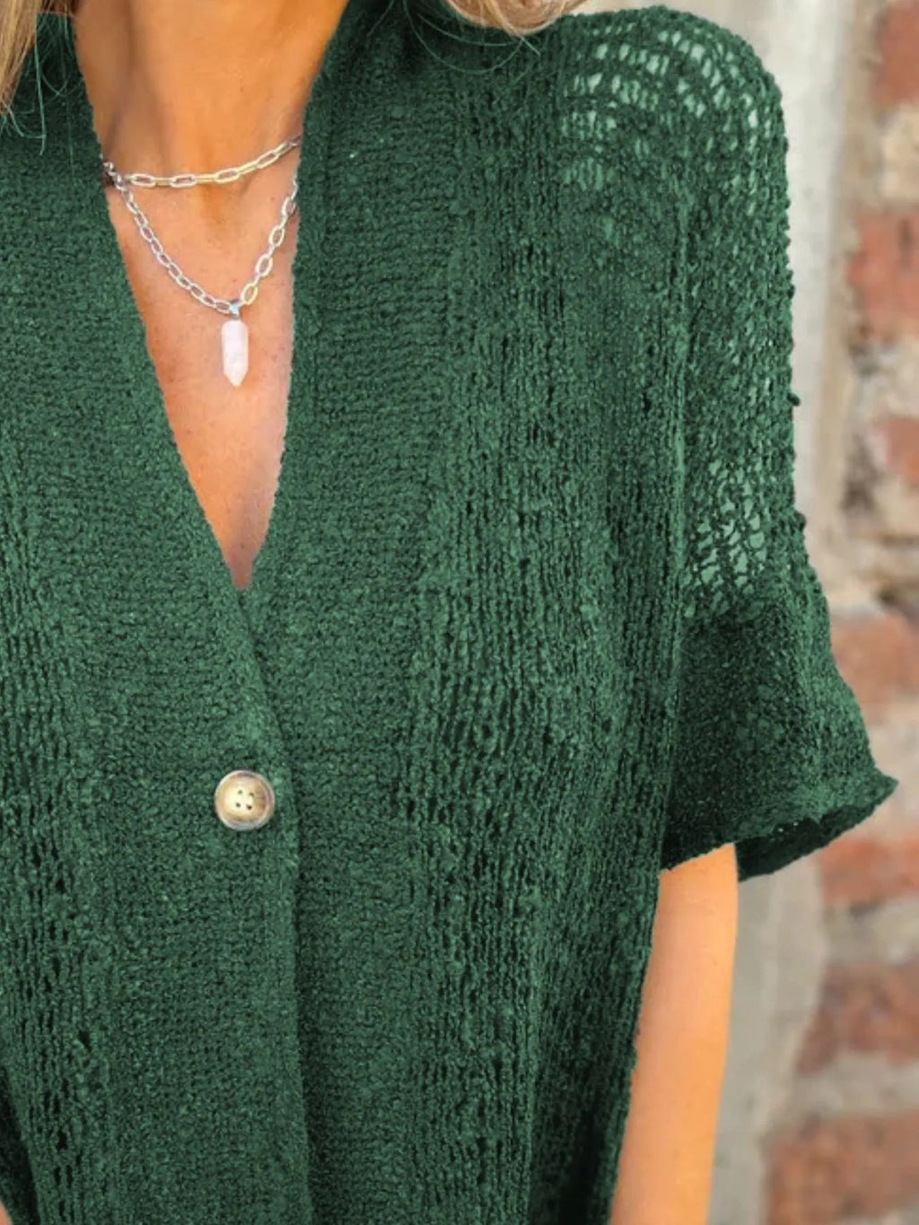 Plus Size One Button Openwork Cardigan