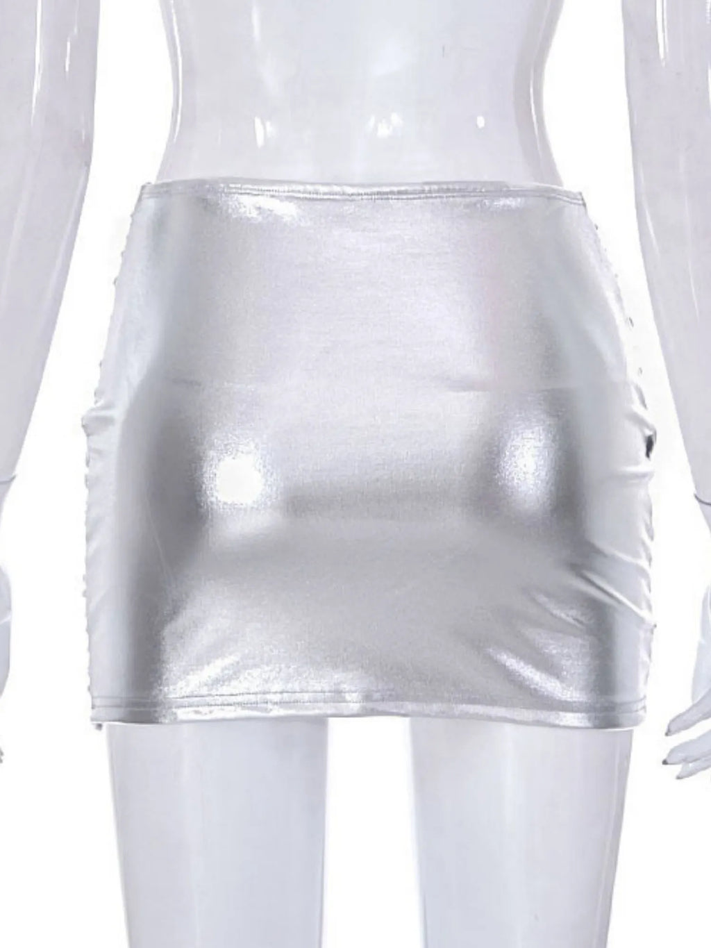 PVC Glossy Patent Leather Cross Pleats Sexy Short Skirt