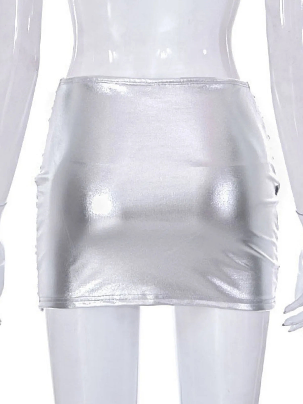 PVC Glossy Patent Leather Cross Pleats Sexy Short Skirt
