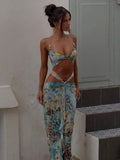 Lila Floral Open Maxi Dress