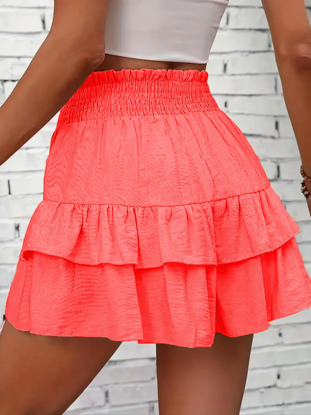 Ruffle High Waist Layered Skort for Women