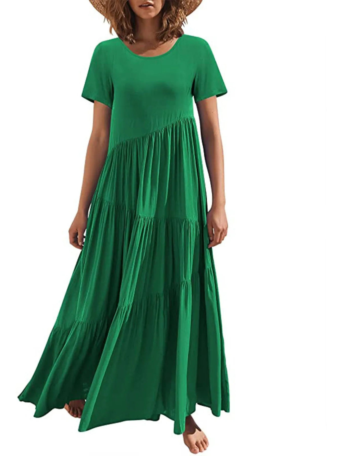 Maxi Dress Ruffle Everyday Comfortable Round Neck Vacation