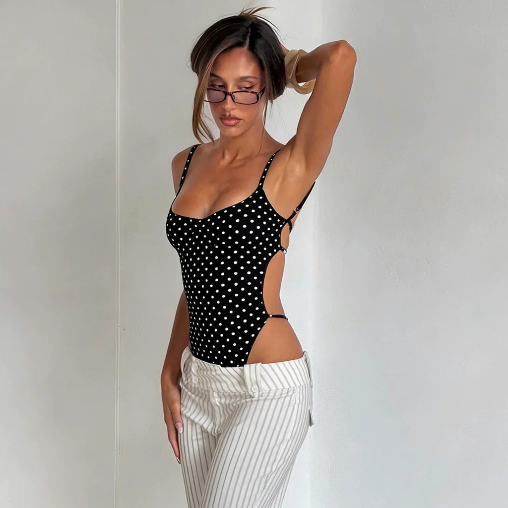 Ameila Polka Dot Backless Bodysuit