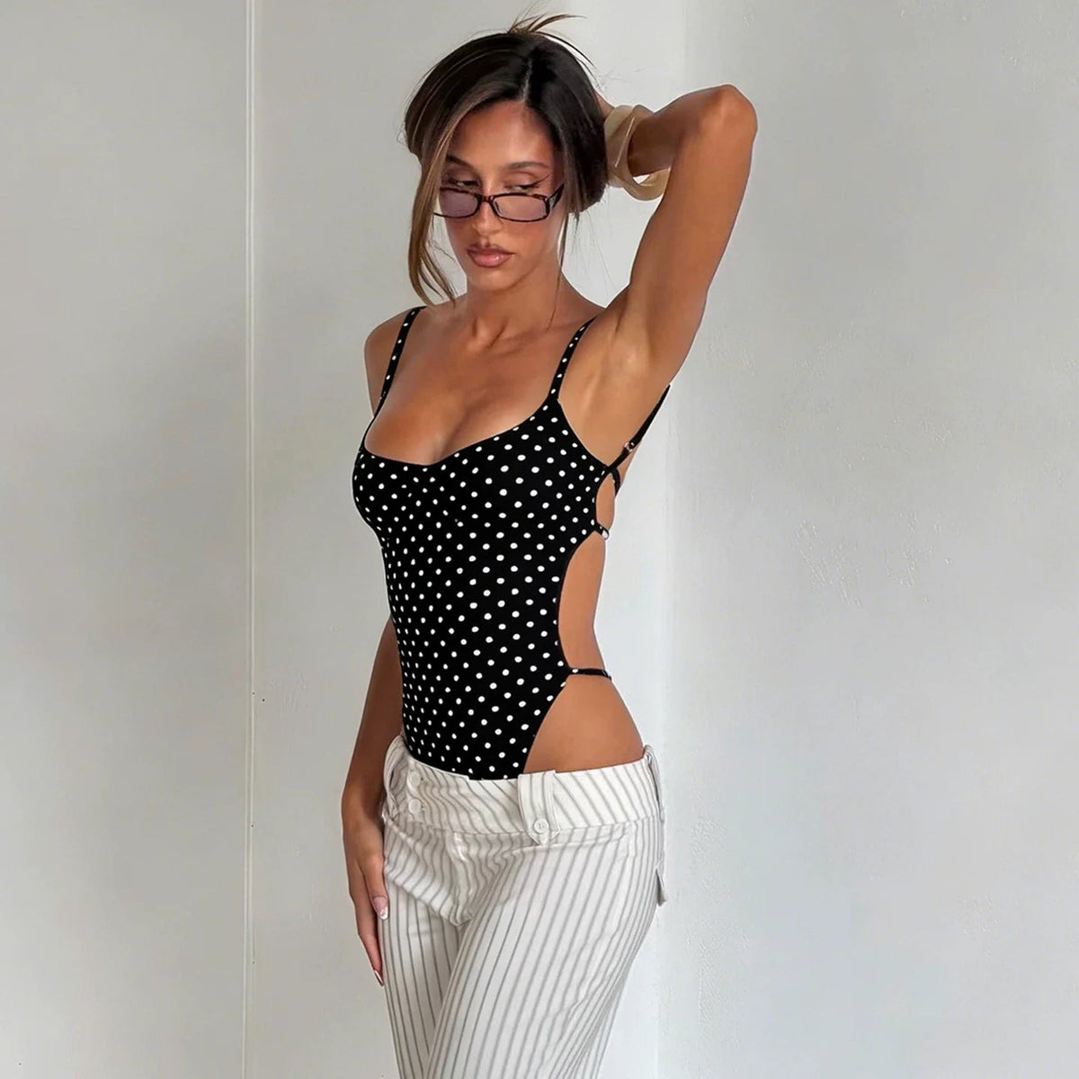 Ameila Polka Dot Backless Bodysuit