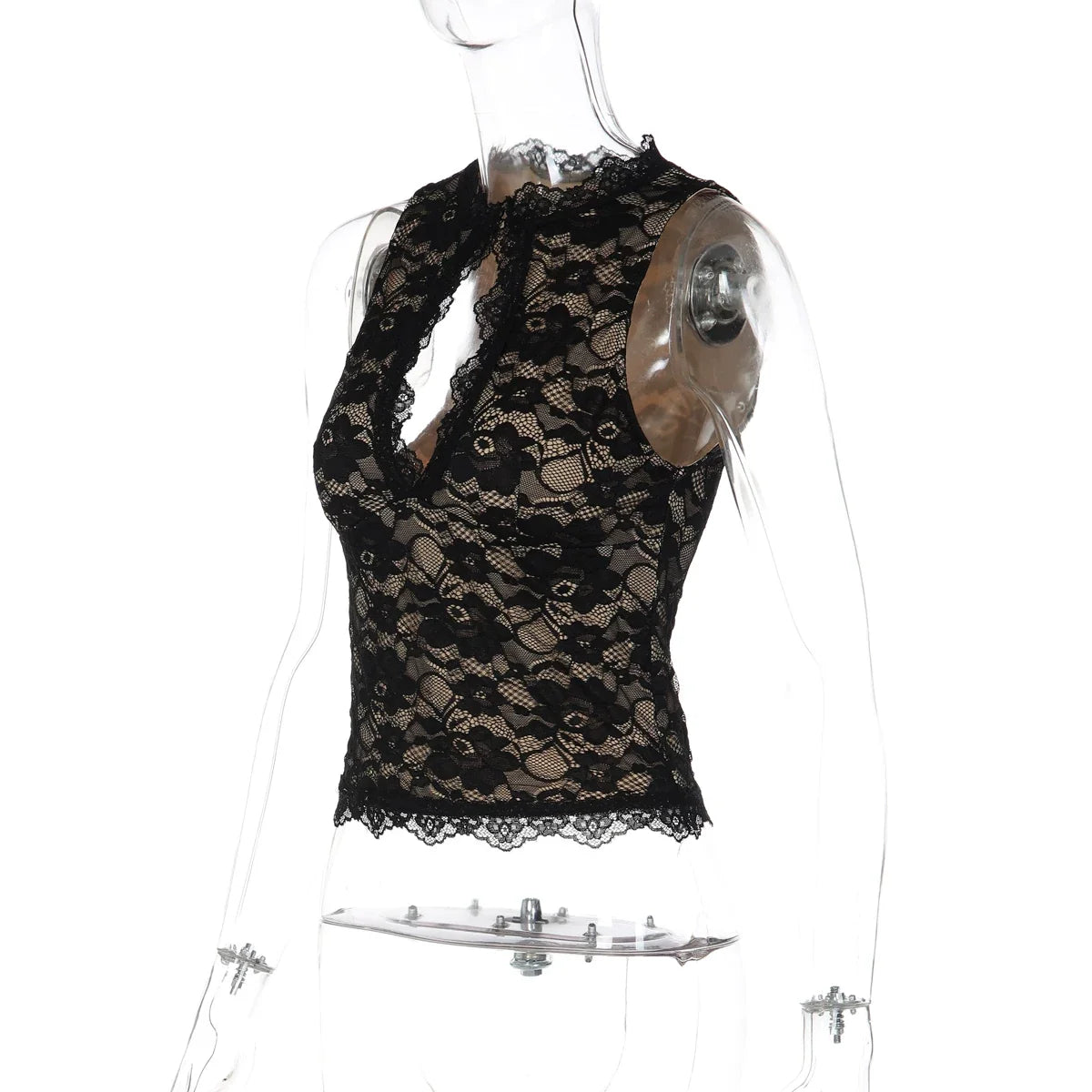 Hayat Lace Keyhole Cut-Out Top