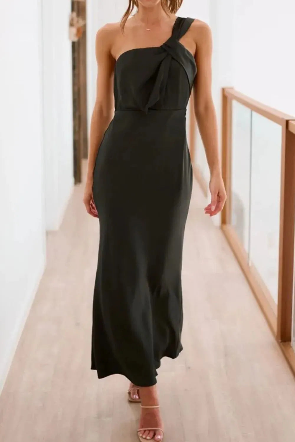 Maxi Dress One-Shoulder Sleeveless Elegant Summer Formal