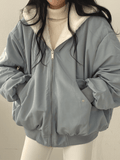 Oversized Women's Bomber Jacket with Fleece Lining