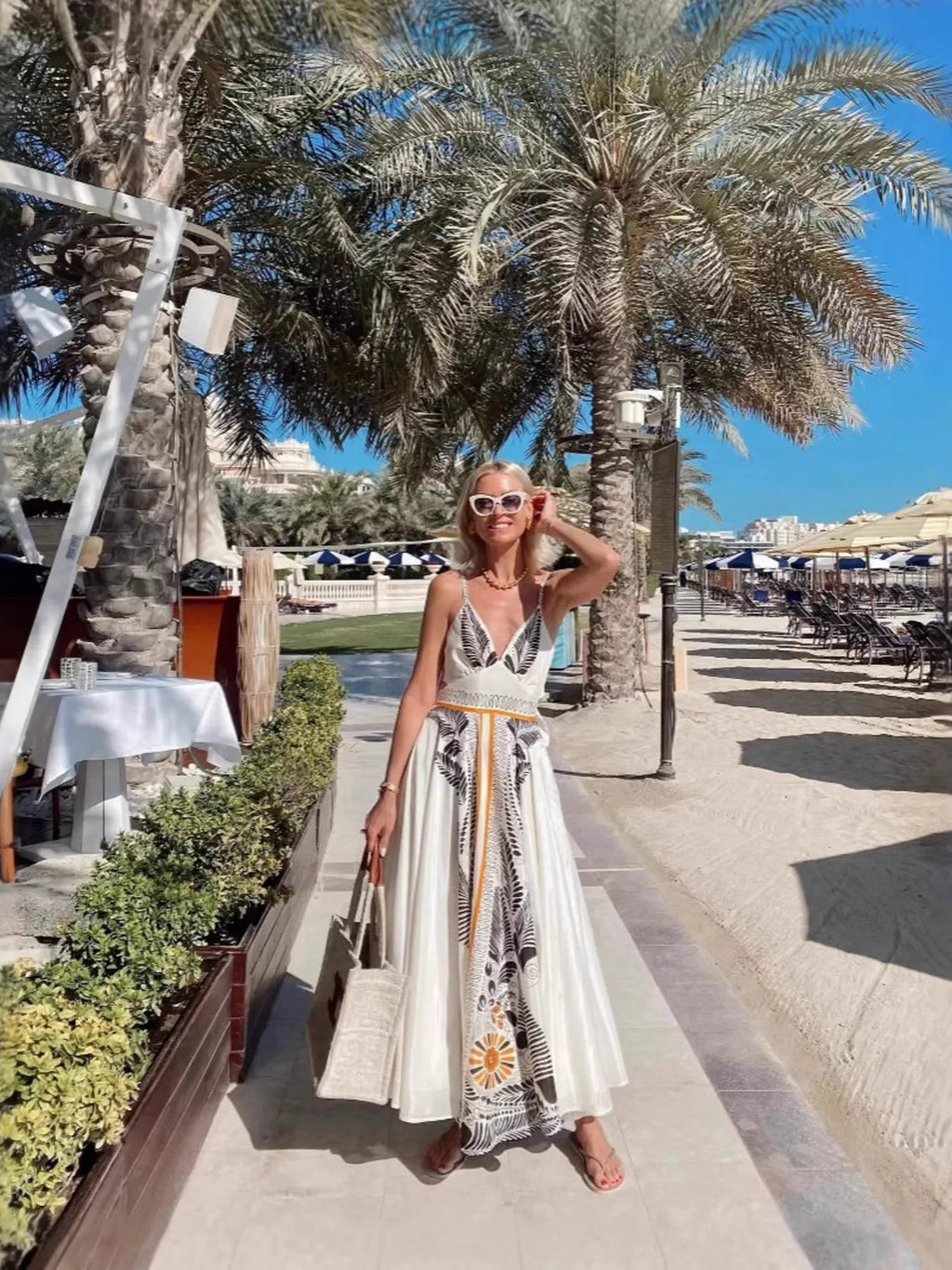 Printed V-Neck Cami Dress for Women
