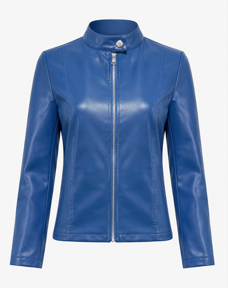 Fitted Women's Leather Jacket with Zipper