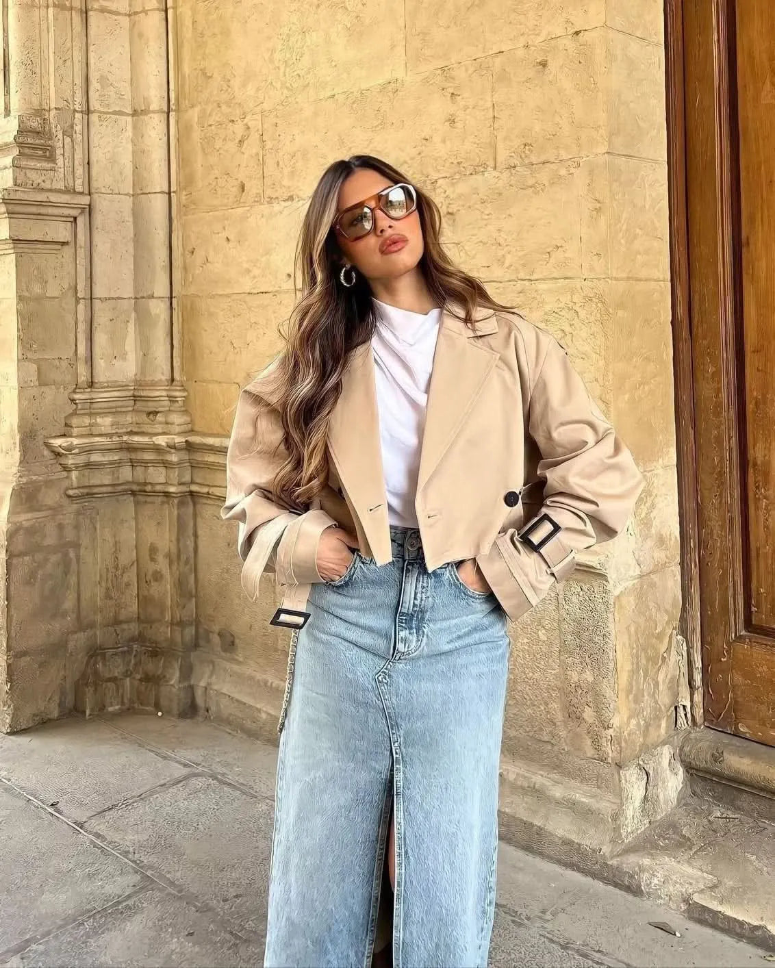 Lylah Cropped Trenchcoat