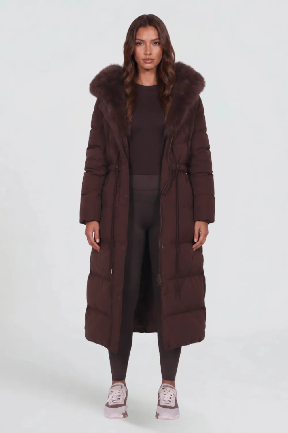 Eliza Faux Fur Hooded Long Puffer Coat