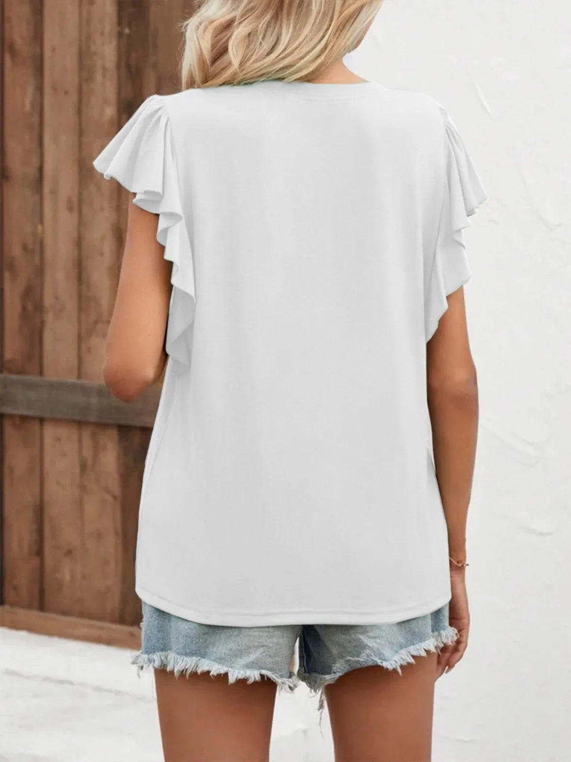 Blouse Top Elegant Chic Boho Ruffle Cap Sleeve Cocktail