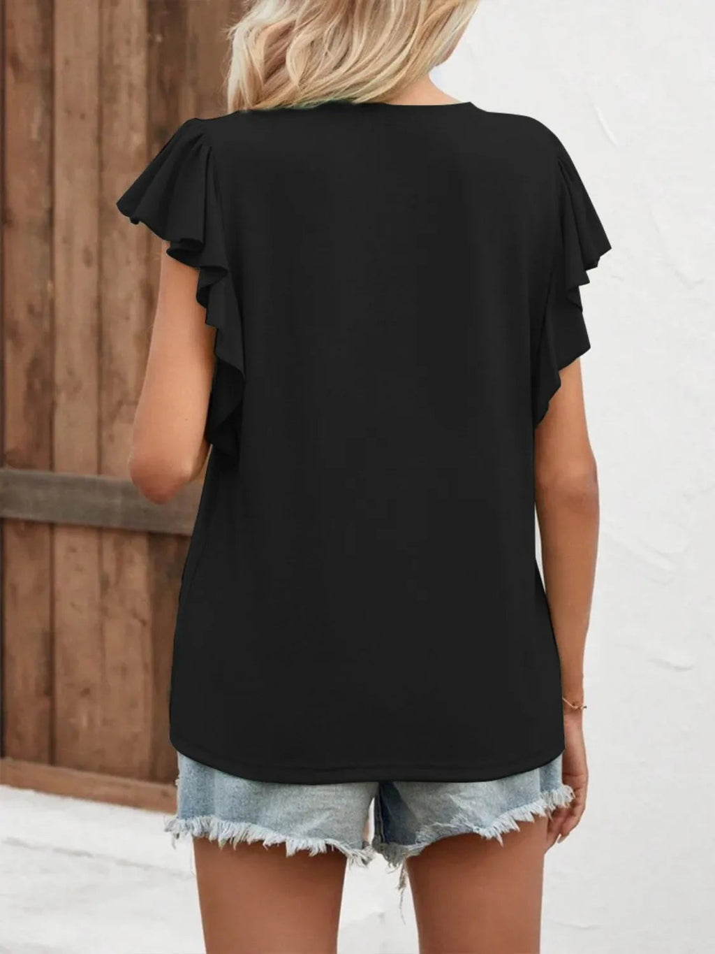 Blouse Top Elegant Chic Boho Ruffle Cap Sleeve Cocktail