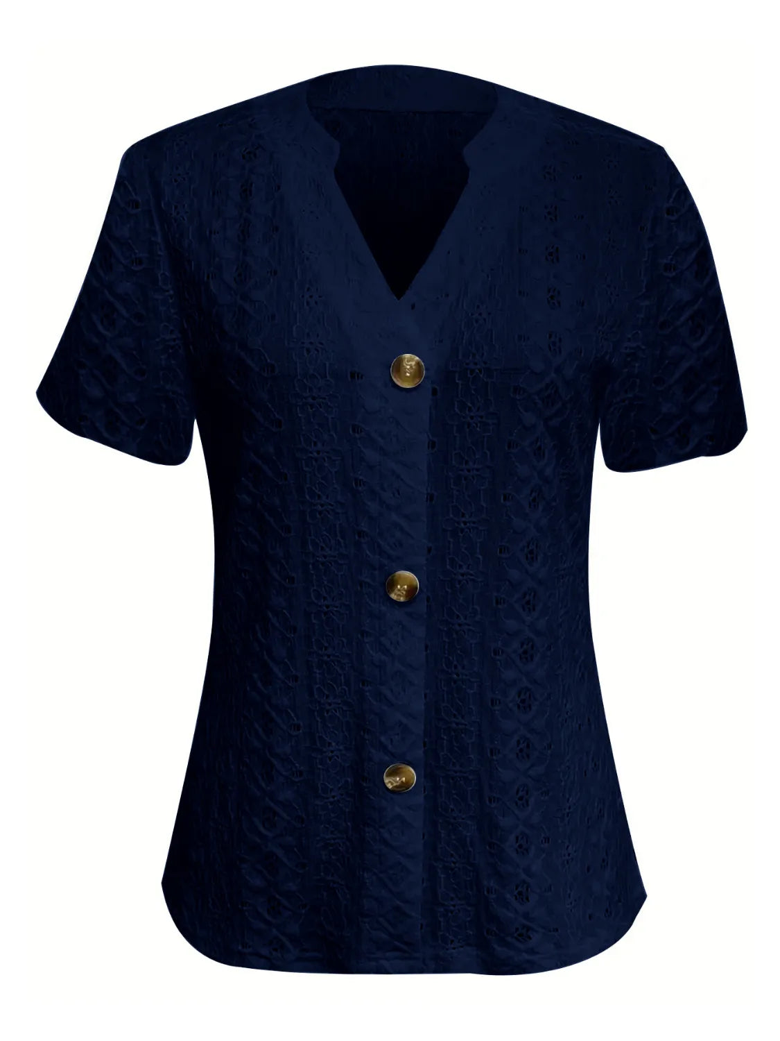 Blouse Top Casual Chic Lace Openwork Notched Neck Boho