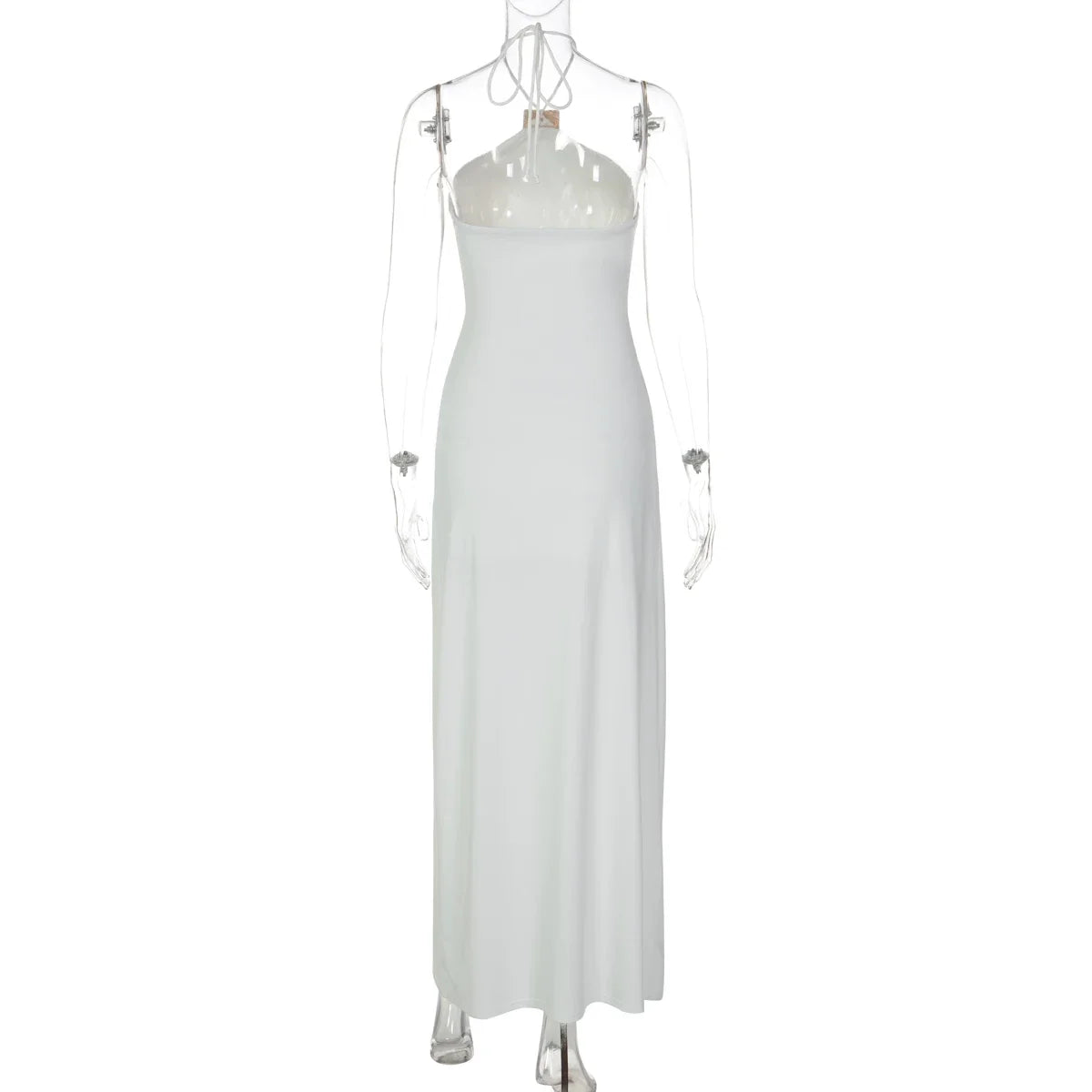 Taylen Halter Metal Ruched Maxi Dress