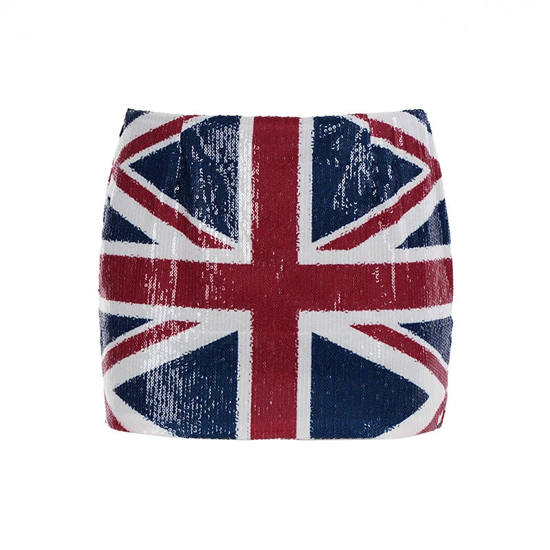 UK Flag Sequin Mini Skirt