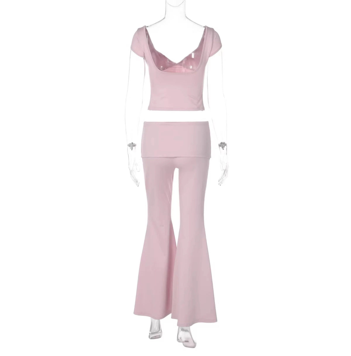 V-Neck Top & Flared Pants Set