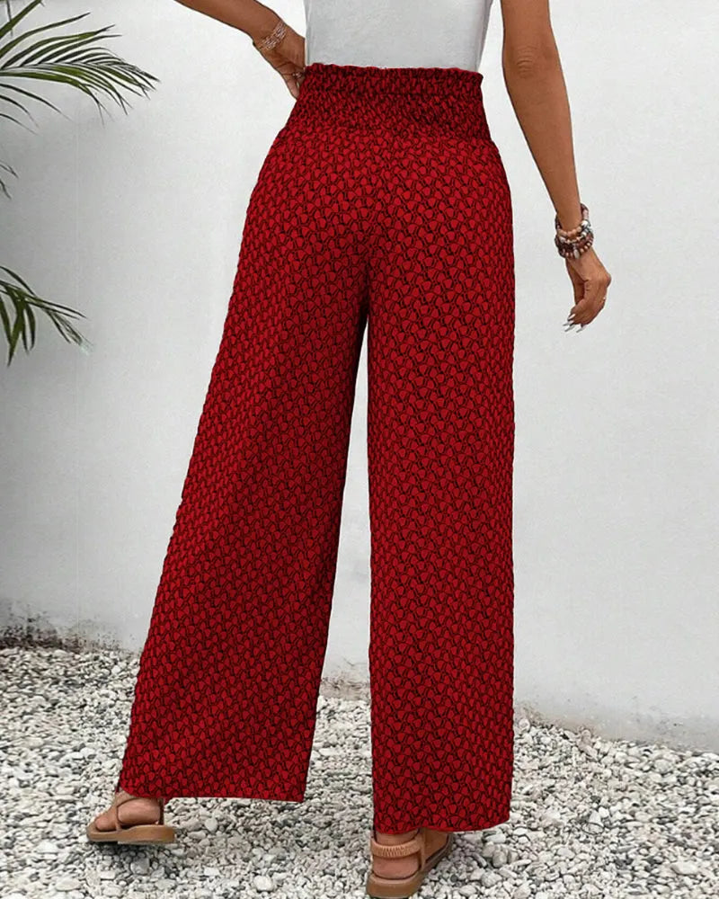 Sophie-Rae - Airy High Waist Pants with Bohemian Print