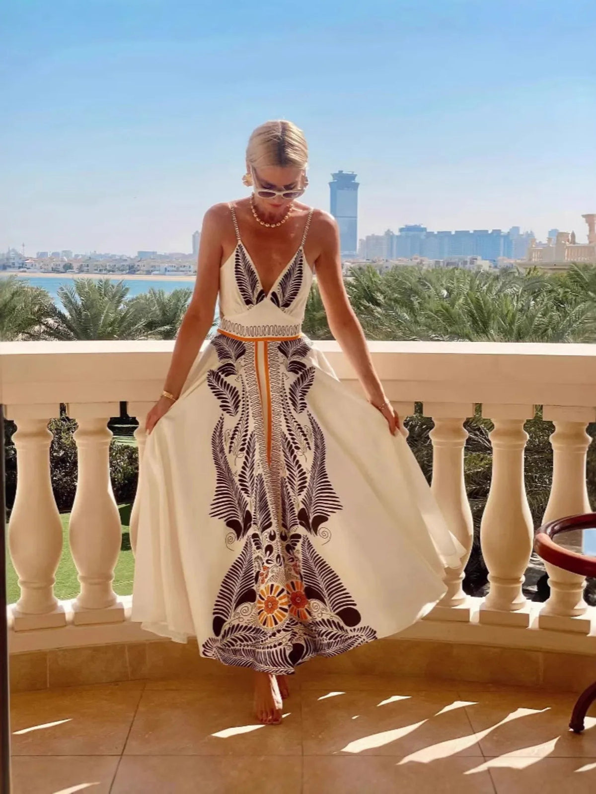 Printed V-Neck Cami Dress for Women