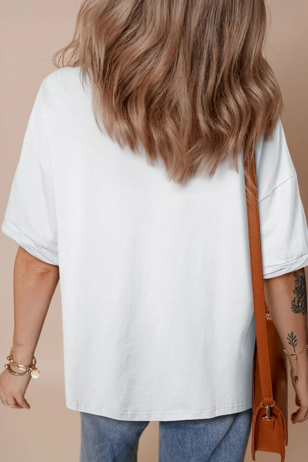 T-Shirt Oversized Top Everyday Casual Hi Low Hem Boho
