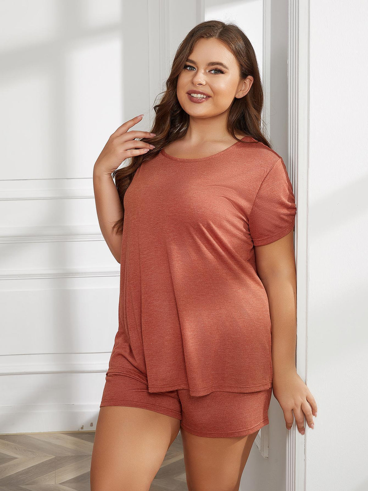 Plus Size Loungewear Set Casual Classic Everyday Top & Short