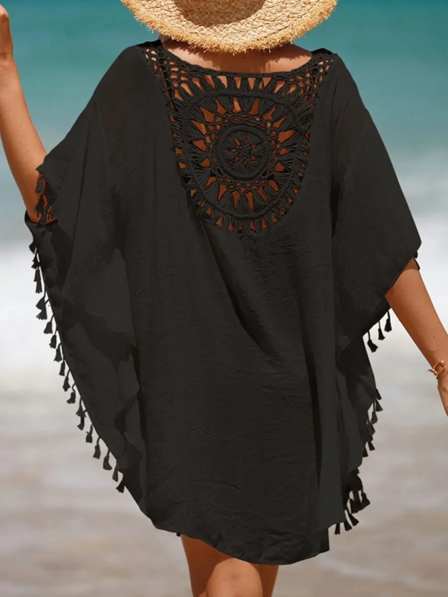 Short, Sexy Beachwear With Small Tassels For Sun Protection.