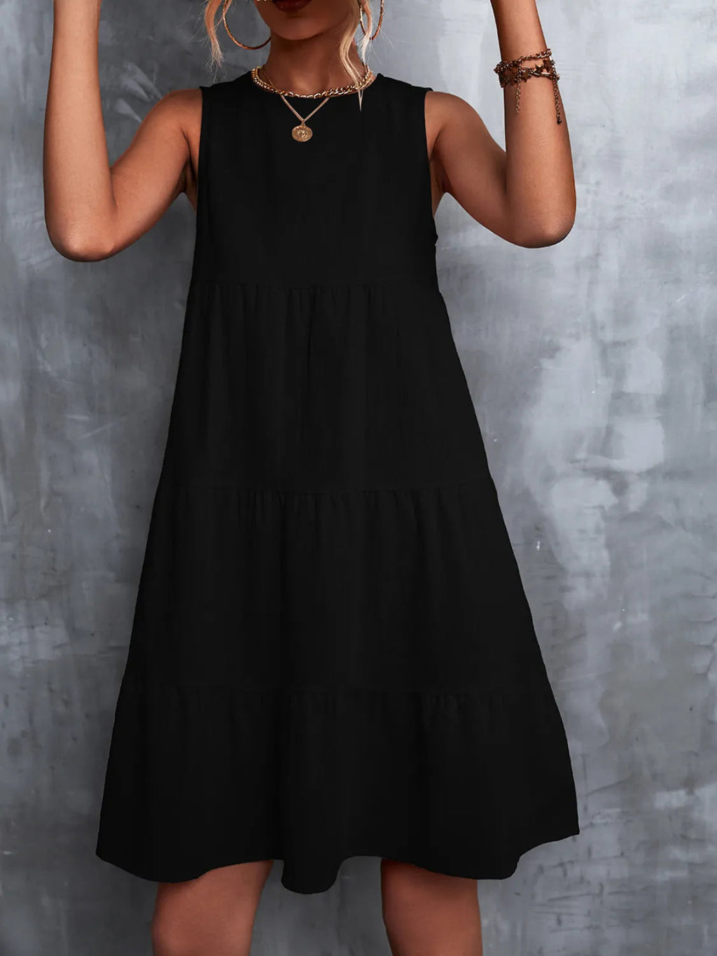 Shift Mini Dress Sleeveless Casual Flowy Chic Boho