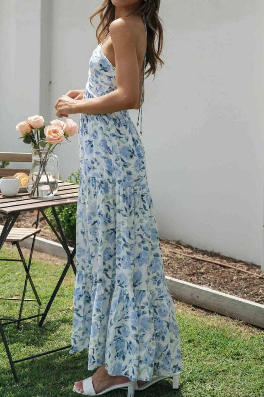 Maxi Dress Floral Halter Neck Sleeveless Resort Summer Boho